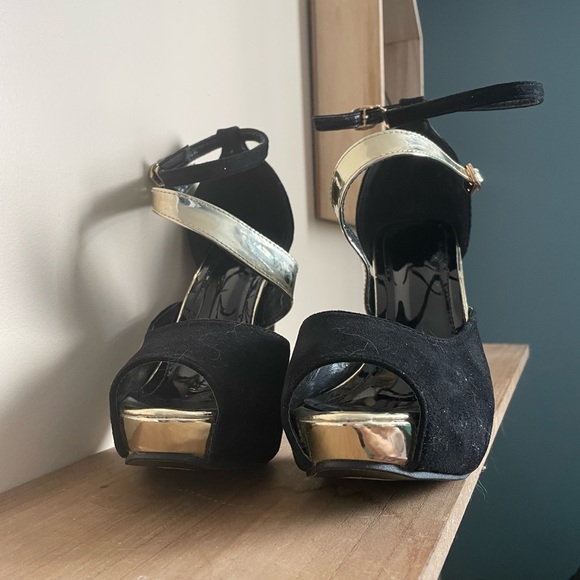 Black velvet high Heel open toe - Picture 2 of 5